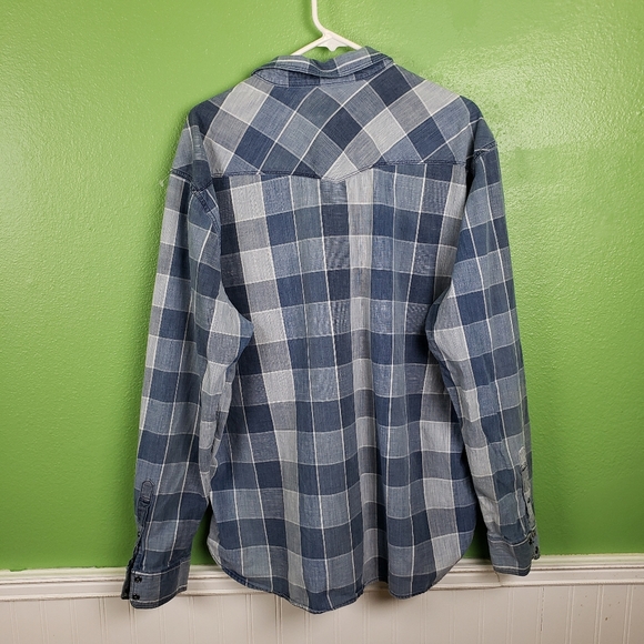 Men's Lucky Brand Blue Checkered Plaid California Fit Button up Shirt sz 2xl - Picture 3 of 12